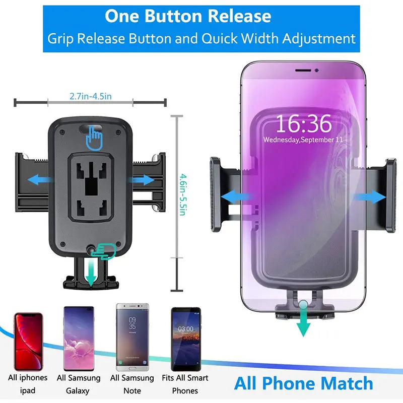 Universal Car Phone Holder Cellphone Mount Stand Adjustable Car Cup Phone Mount for iPhone 14 13 12 Por MAX Huawei Samsung
