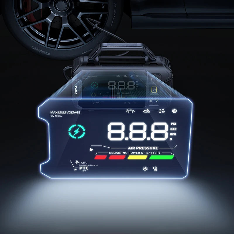 Baseus VJ1 3000A Jump Starter  4 in 1 150PSI Air Compressor Power Bank 21600mAh Car Battery Emergency Boosters Portable Starting Device