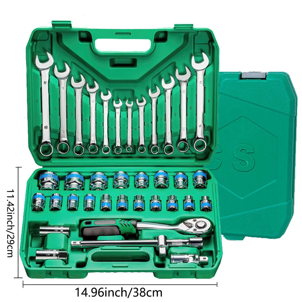 37 Piece Socket Wrench Ratchet Set Mechanical Tool Set Drill Bit Socket Suitable for Automotive Repair and Home Use CM World
