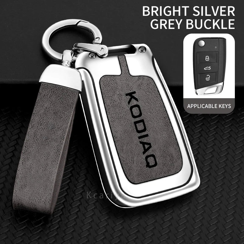 Zinc Alloy Car Remote Control Key Case Cover Holder Shell Fob for Skoda Kodiaq Protection Key Chain Buckle Keyless Accessories CM World