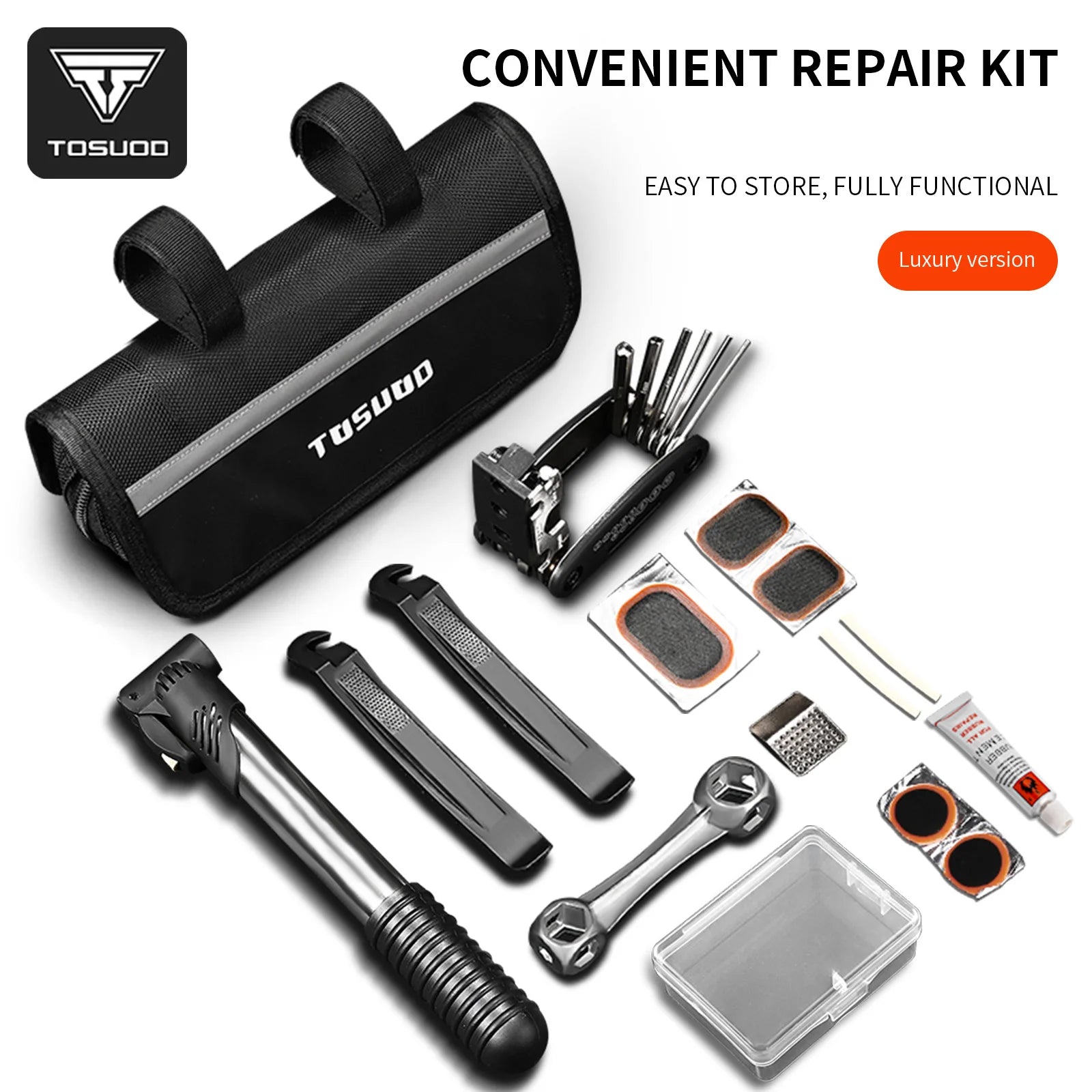 TOSUOD Bicycle Repair Tools Kit,Multifunction Bike Accessories with Pump Wrench,Portable Motorcycle Universal Repair Tool Set CM World