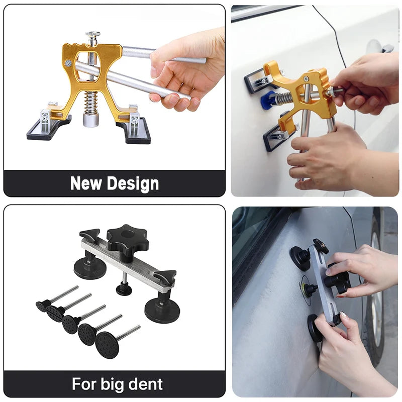 Car Dent Puller Kit Paintless Dent Golden Lifter Suction Cup Bridge Puller Dent Remove Tool Hail Damage Refrigerator Door Repair CM World