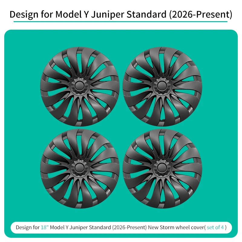 4PCS for Model Y Juniper Standard 18" Aperture Wheels 2026-Present 18 Inch New Storm Style Hubcap Wheel Cap for Tesla