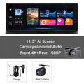 K2 Pro Dash Cam 11.3" Rearview Camera 4K 2160P DVR Carplay & Android Auto GPS Navigation Video Recorder Dashboard 5G WiFi AUX