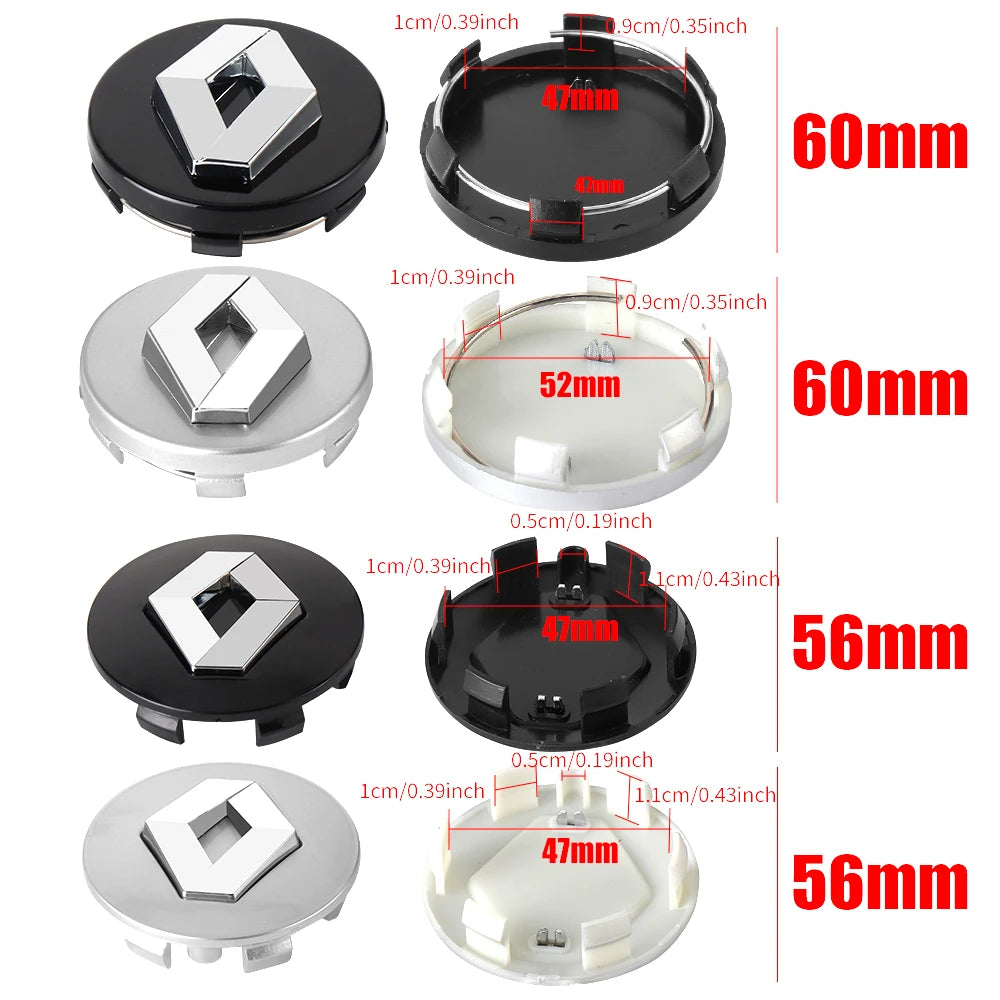 4PCS 56mm 60mm Car Wheel Center Cap Logo Hub Badge Rims Cover For Renault Megane 2 3 Clio 4 Trafic Captur Emblems Kangoo Zoe CM World