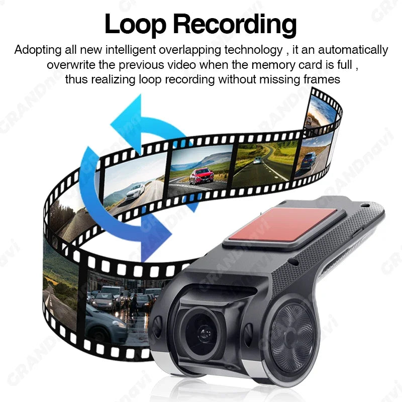 Grandnavi HD DVR Dash Cam ADAS 720P Video USB TF Card 16G/32G Auto Recorder for Android Car Multimedia Player DVD Voice Alarm