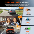 Vantrue N4S DashCam 3 Channel WiFi STARVIS 2 2.7K+1440P+1440 Waterproof Rear Camera HDR IR Night Vision GPS 24h Packing Mode Car Mobile World