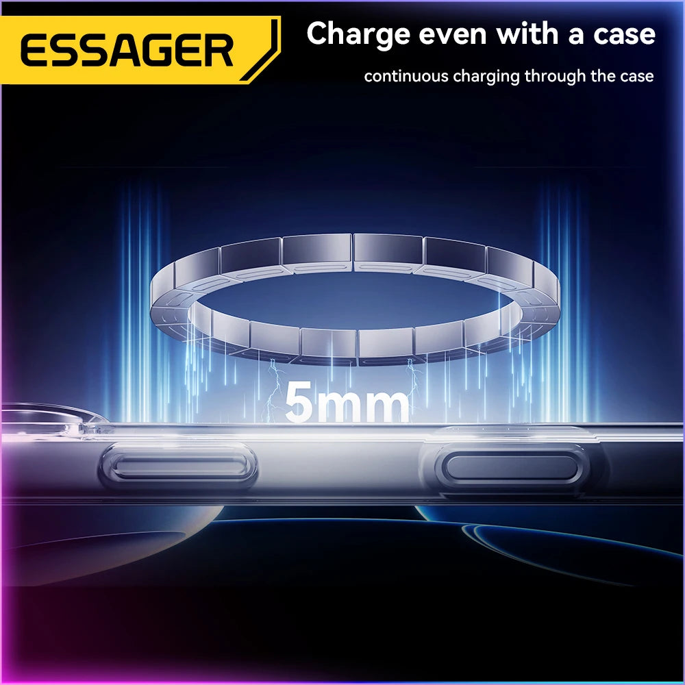 ESSAGER Magnetic Wireless Charger, RGB Fast Charging, Phone Charger for iPhone17 16, 15, 14, 13 Pro, Macsafe Phone Charging Dock