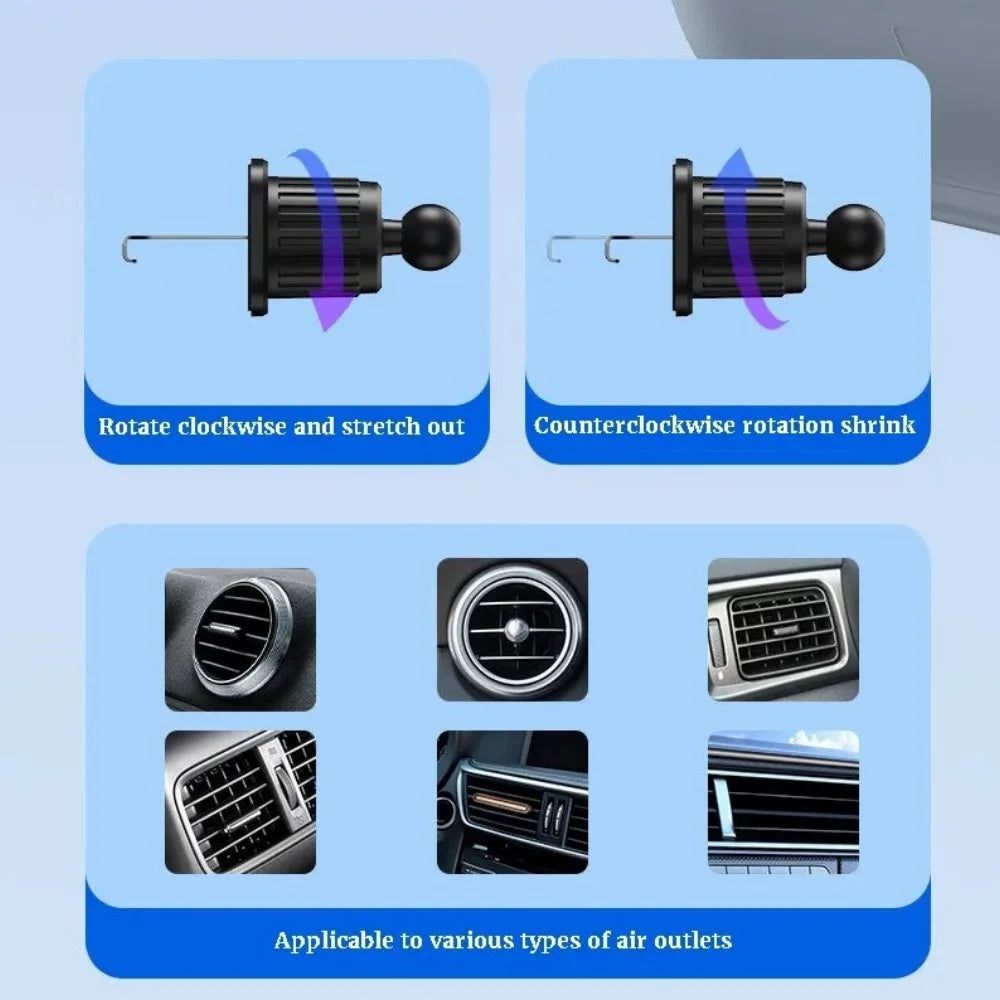 Flexible Car Phone Mount Auto Lock Air Vent Phone Holder Universal Cell Phone Stand for IPhone and Most Smartphones