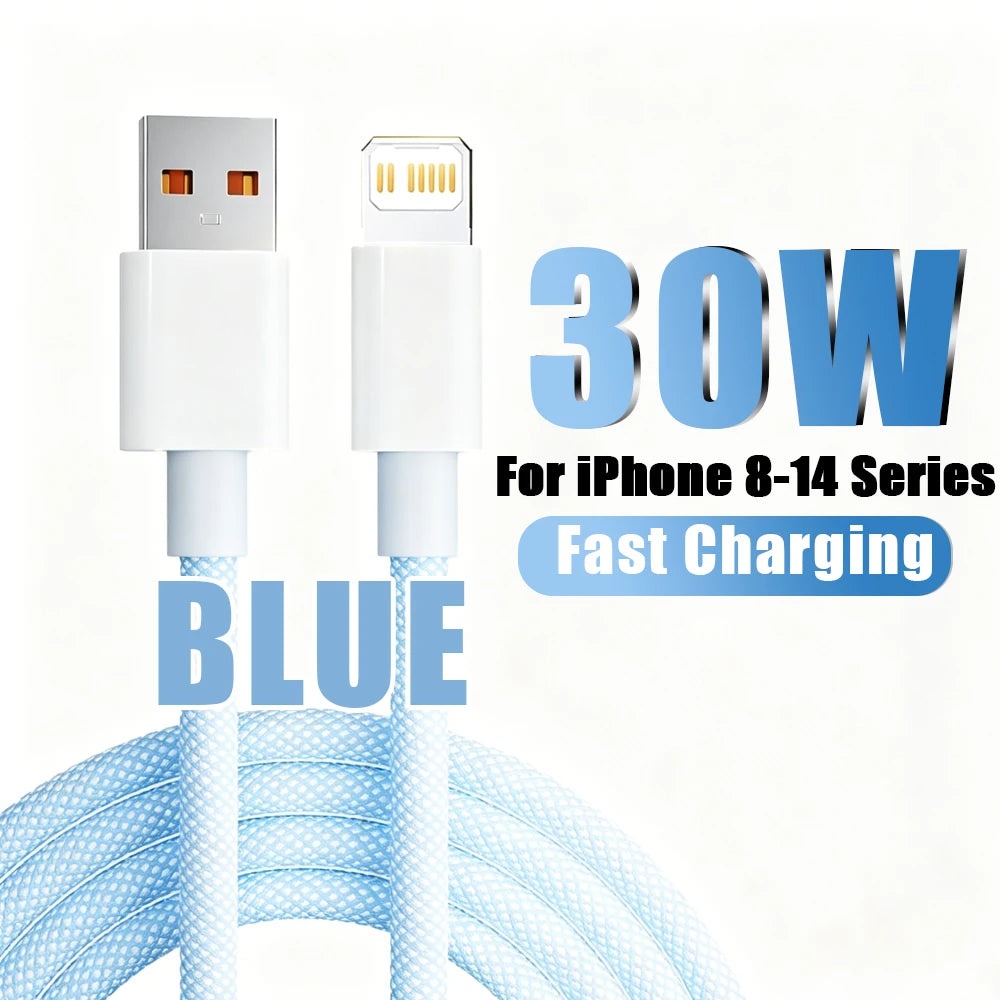 PD 30W Fast Charger For iPhone 14 13 12 11 X XR XS 8 Pro Max Plus Mini iPad Air Fast Charging Cable USB C to Lightning Durable B