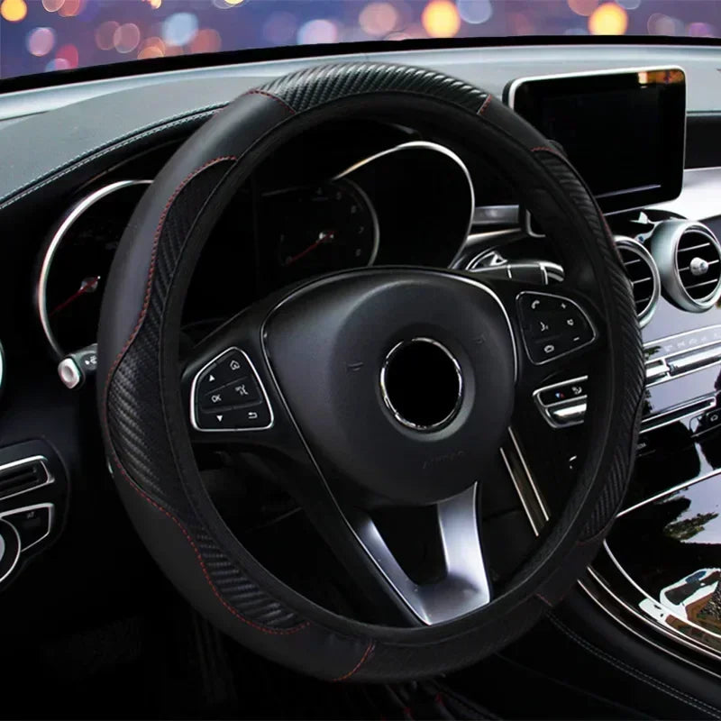 Universal Car Steering Wheel Cover For 37-38cm Steer Wheel Faux Leather Breathable Car Wheel Cover Interior Auto Accessories