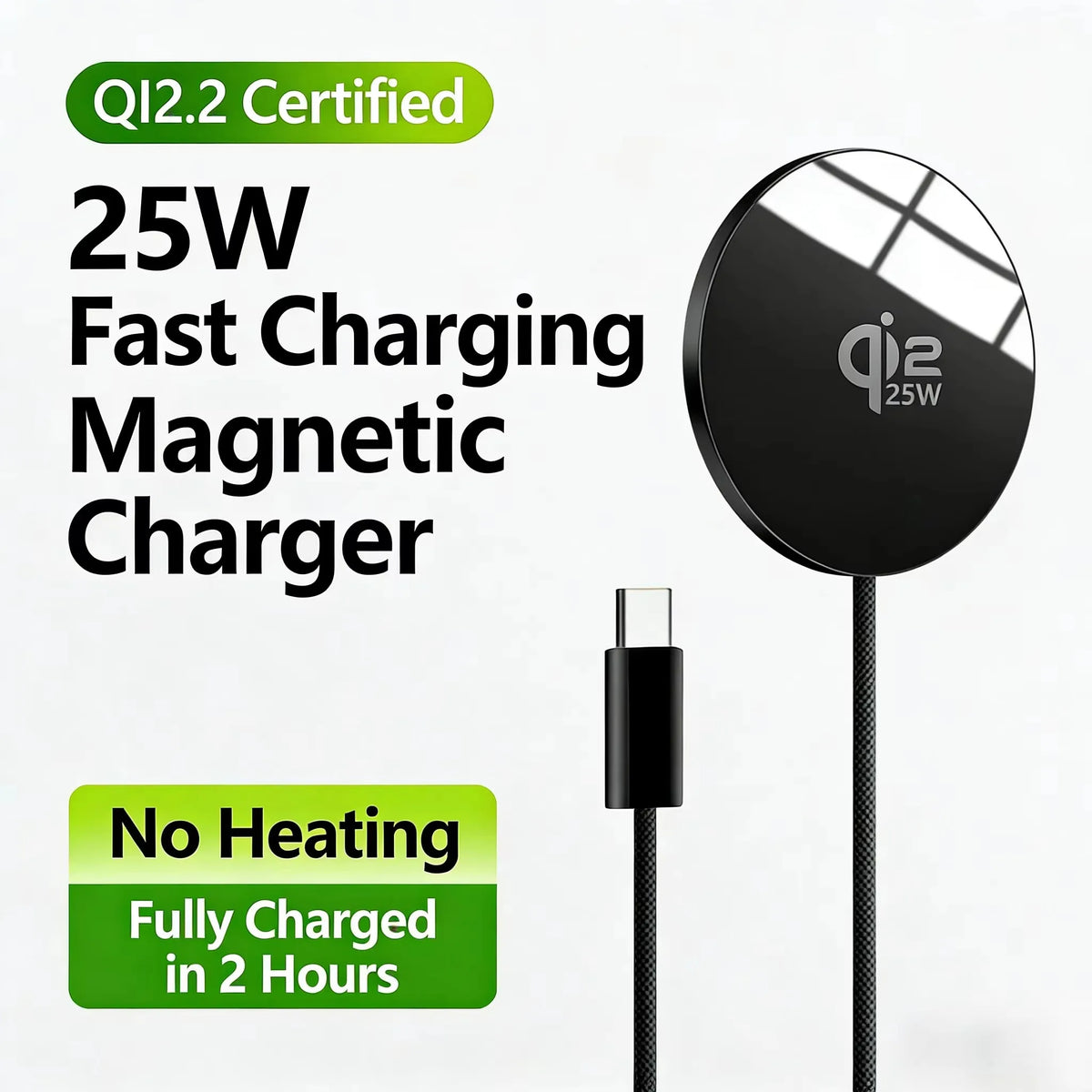 New Qi2.2 25W Magnetic Wireless Charger for Magsafe Charger Mini Fast Charging Station Pad for iPhone18 17 16 15 14 13 12 ProMax
