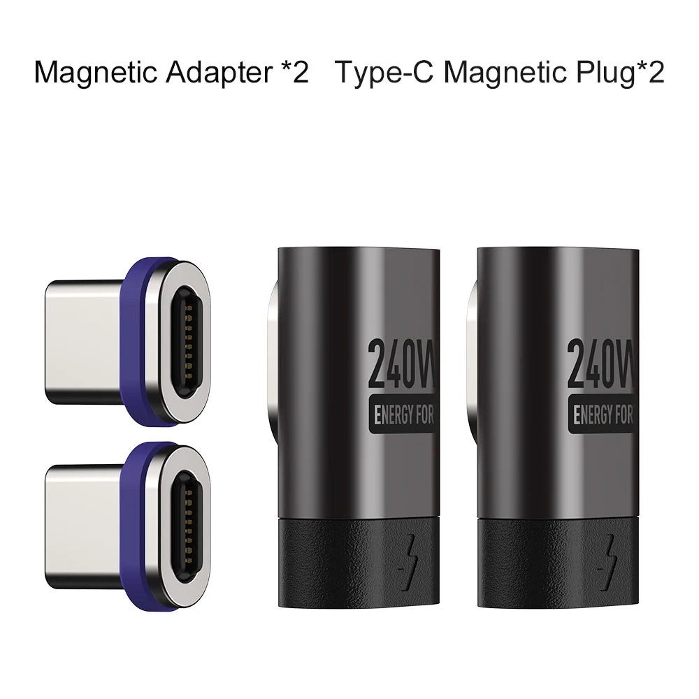 PD 240W Type-C Magnetic Adapter PD3.0 Fast Charging Right Angle USB C Connector Extender for iPhone 16 Macbookair Samsung
