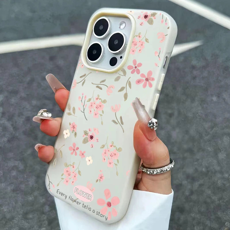 Cute Sweet Pink Floral Candy Color Phone Case For Samsung Galaxy S26 Ultra S25 S24 S23 S22 Plus FE A56 A55 A54 A53 A36 A35 Cover