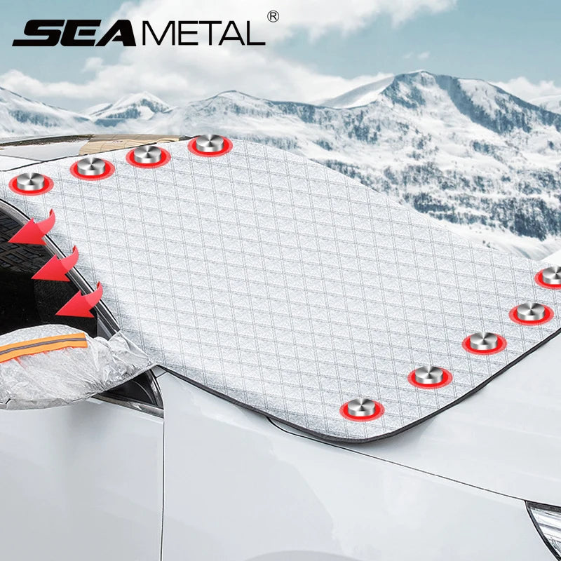 SEAMETAL Car Windshield Snow Shield for Winter Car Cover Front Window Anti Ice Frost Outdoor Protection Snow Cover with Magnet Car Mobile World