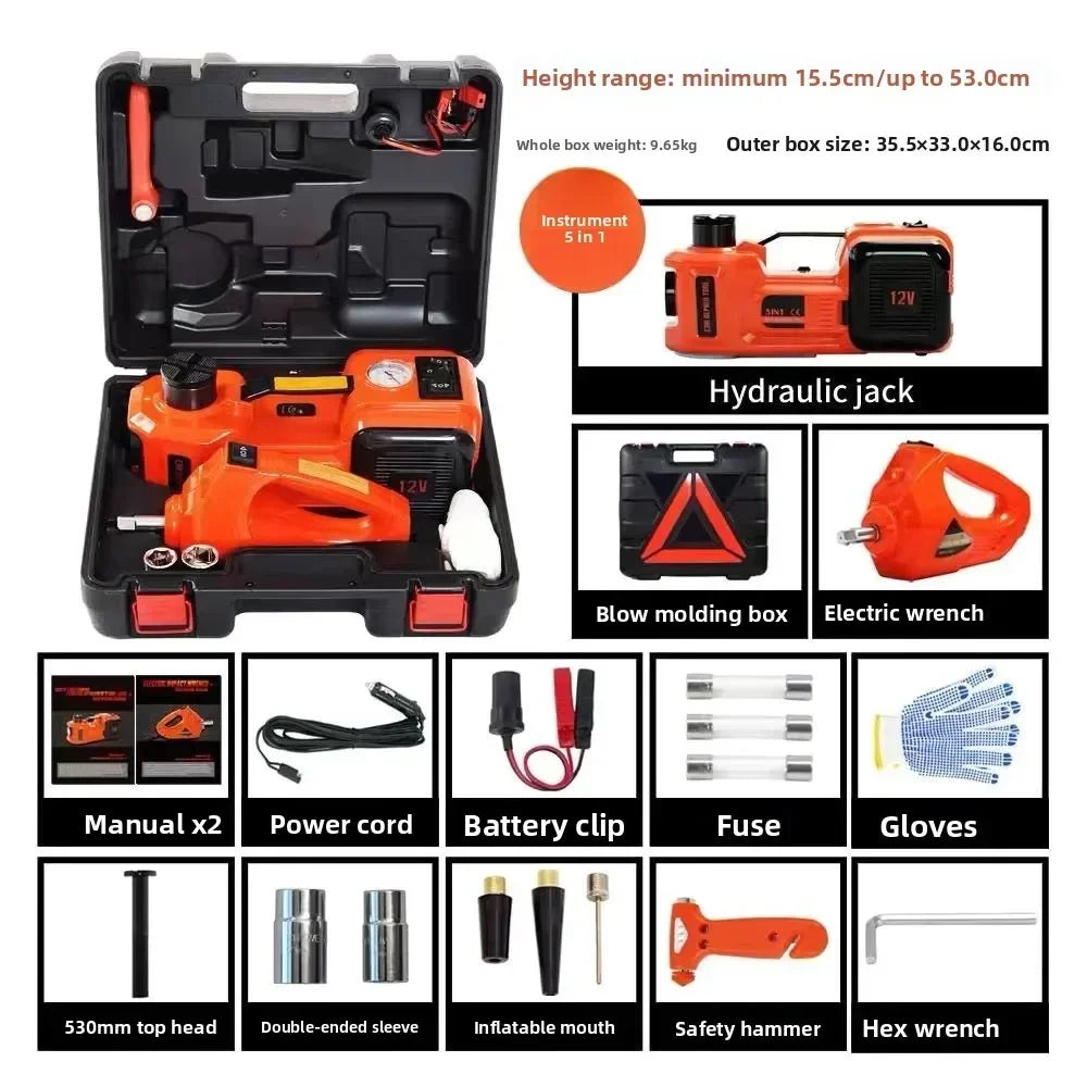 Durable ABLE  Multifunctional Vehicle Electric Jack 12V RV 5 Tons Hydraulic Car Air Pump Electric Wrench