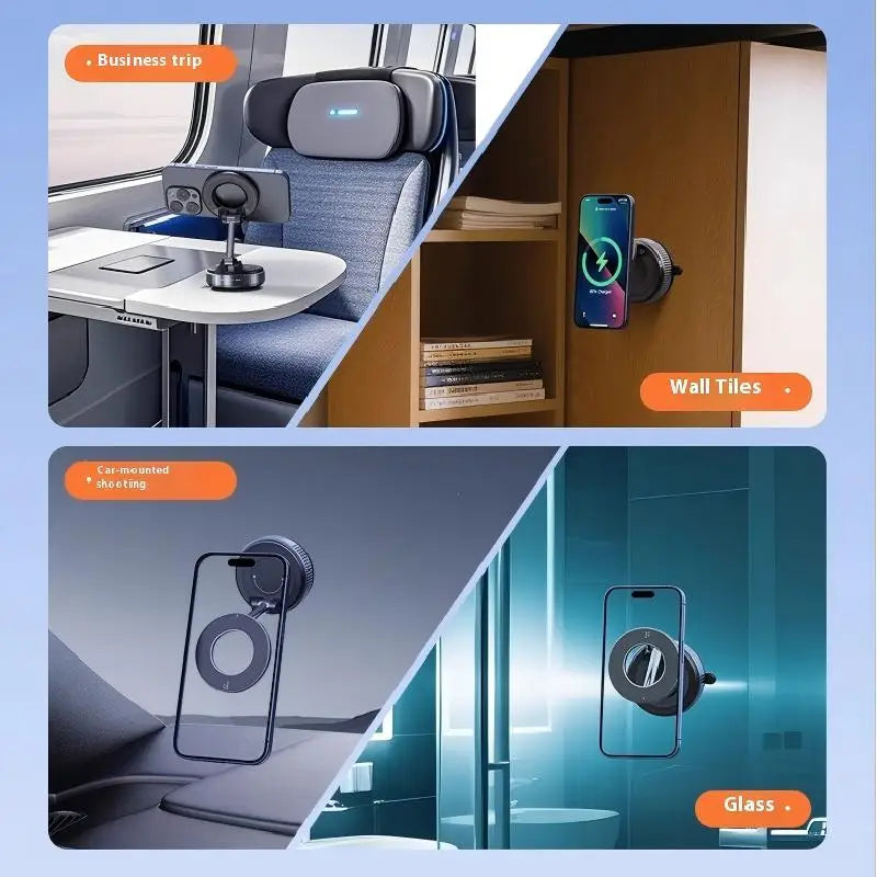Magnetic Car Phone Holder Car Bracket Vacuum Adsorption Phone 360° Rotation For Car Desk Bathroom Strong Magnetic Bracket CM World