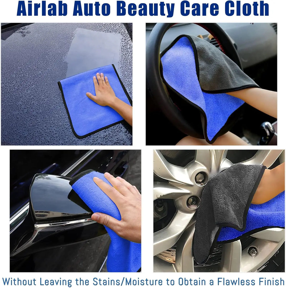 1-4pcs Soft Microfiber Car Washing Towels Quick Drying Double Layer 500GSM Rags for Windows Mirrors Home Cleaning