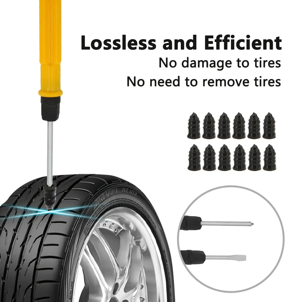 132Pcs Car Motorcycle Tire Repair Kit Puncture Plug Tools Tyre Puncture Emergency for Tire Strips Stirring Glue Repair Tool Kit