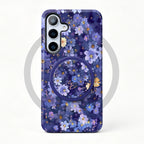 Magnetic Case For Samsung S26 S25 S24 S23 S22 S21 Plus Ultra 20 FE A15 A16 A26 A36 56 17 Purple Flower 2 in 1 Phone Holder Cover