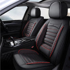 Black & White Faux Leather Car Seat Covers - Universal Fit, Lumbar Support, Waterproof, Anti-Slip, Durable for Cars, SUVs, Truck CM World