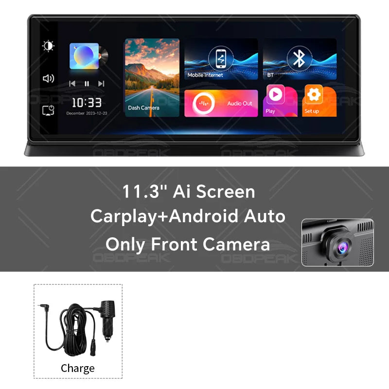 K2 Pro Dash Cam 11.3" Rearview Camera 4K 2160P DVR Carplay & Android Auto GPS Navigation Video Recorder Dashboard 5G WiFi AUX