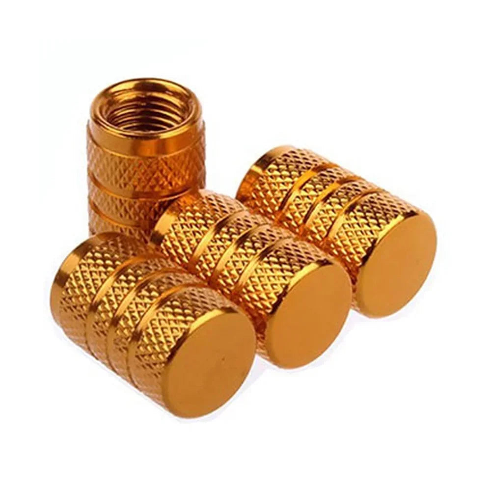 4Pcs Car Tire Valve Stems Cap Knurling Style Tire Valve Cap Aluminum Tire Wheel Stem Air Valve Cap car Universal accessories CM World