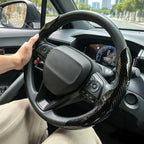 Universal Car Steering Wheel Cover Anti-slip Bright Gloss Carbon Fiber Texture Steering Wheel Decoration Accessories 14.5-15inch