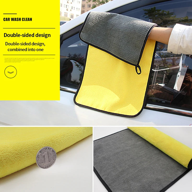 SEAMETAL Microfiber Car Wash Towel Ultra-Soft Scratch-Free Car Cleaning Towel Double-Side 400GSM Drying Cloth High Absorbency CM World
