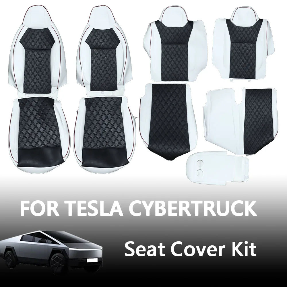 Seat Covers Compatible with Tesla Cybertruck 2024-26, Full Coverage PU Leather Seat Protector with Armrest Cover Fit Cybertruck