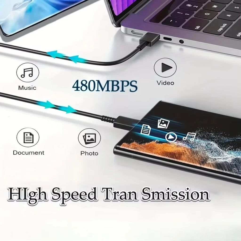 PD 45W 5A Super Fast Charger for Samsung S21 S22 S23 S24 Plus Note20 Ultra A34 A53 A54 A55 A71 A73 USB-C Quick Charging Cable 2m Car Mobile World