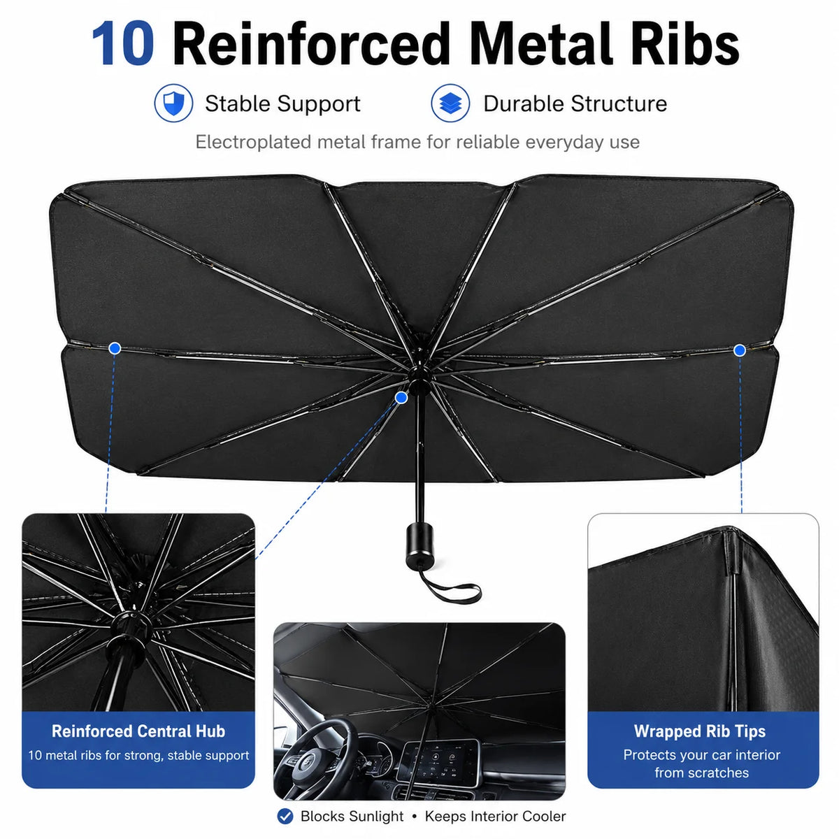 Car Sunshade Umbrella Windshield Folding Front Parasol Umbrella Type Sun Shade for Car Window Summer Sun Protection Accessories
