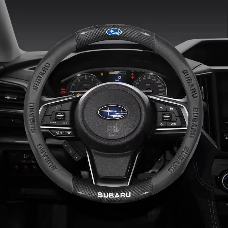 For Subaru Brz Wrx Xv Ascent Forester Outback Impreza Legacy Car AntiSlip Carbon Fiber Leather Ultrathin Steering Wheel Cover CM World