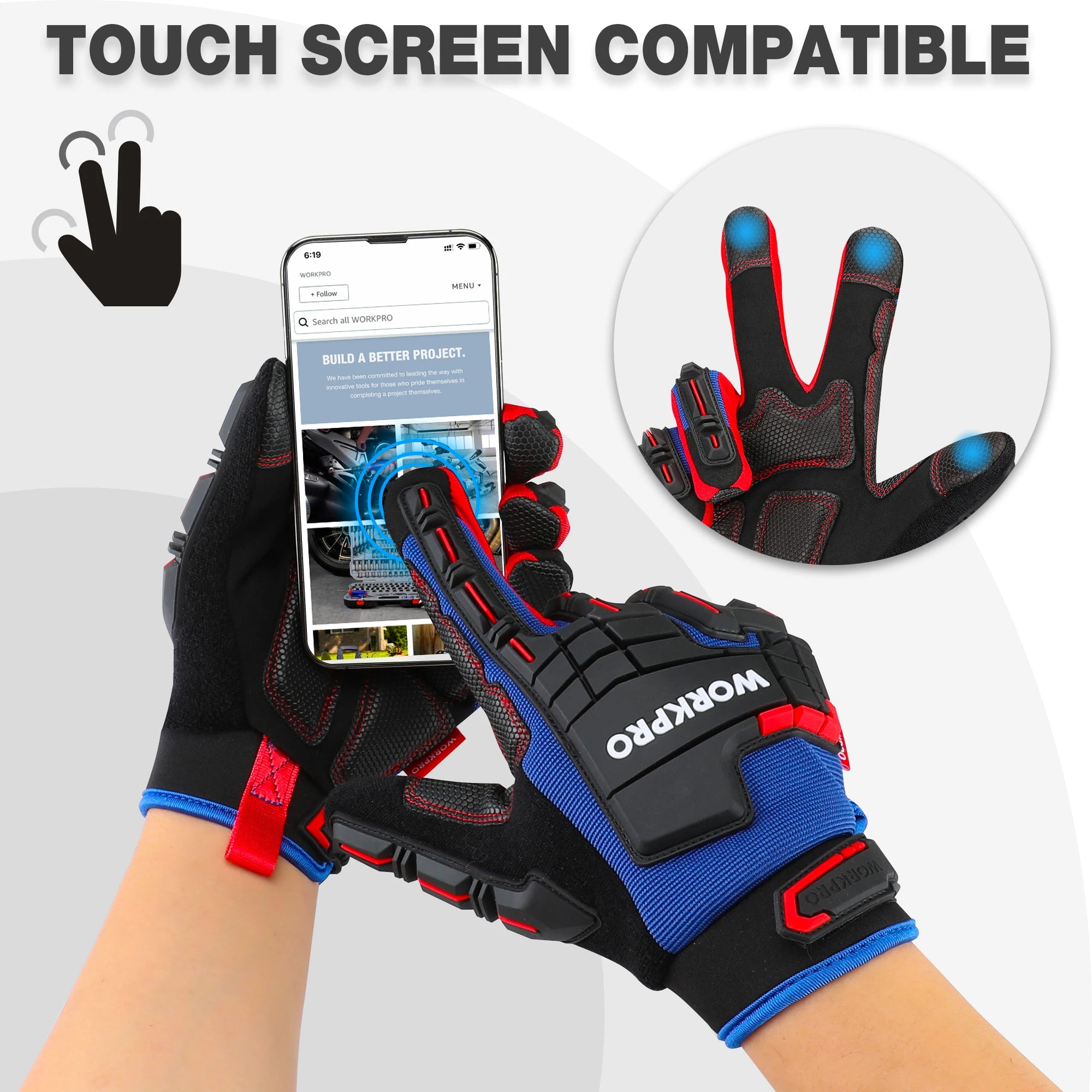 WORKPRO Heavy-duty Work Gloves Touch Screen Full Finger Glove Impact Protection Tactical Mittens Military Army Paintball Shoot CM World