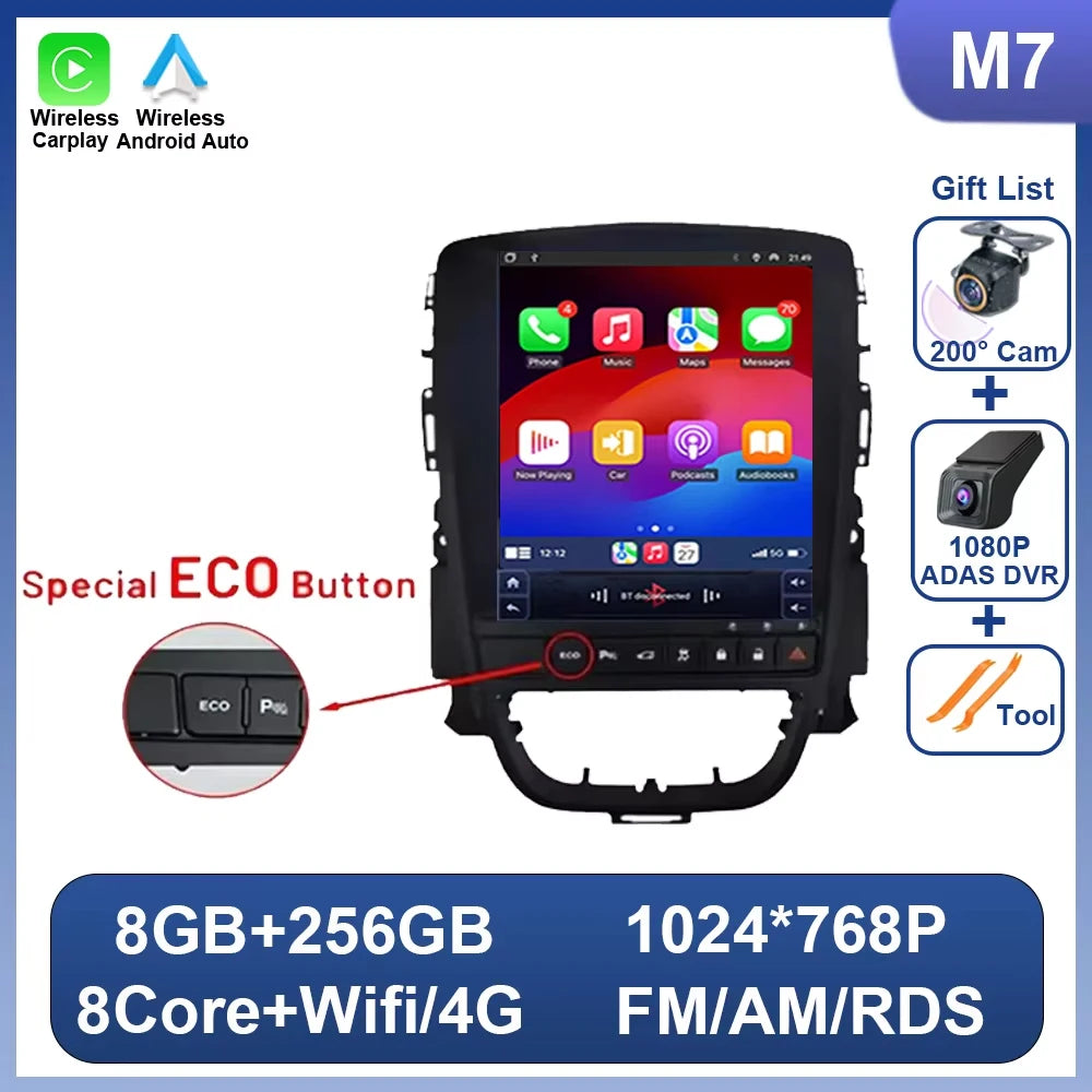 Car Radio Android 16 for Opel Astra J Vauxhall Holden Cascada 2009-2018 Multimedia Screen GPS Navigation Auto Carplay ECO