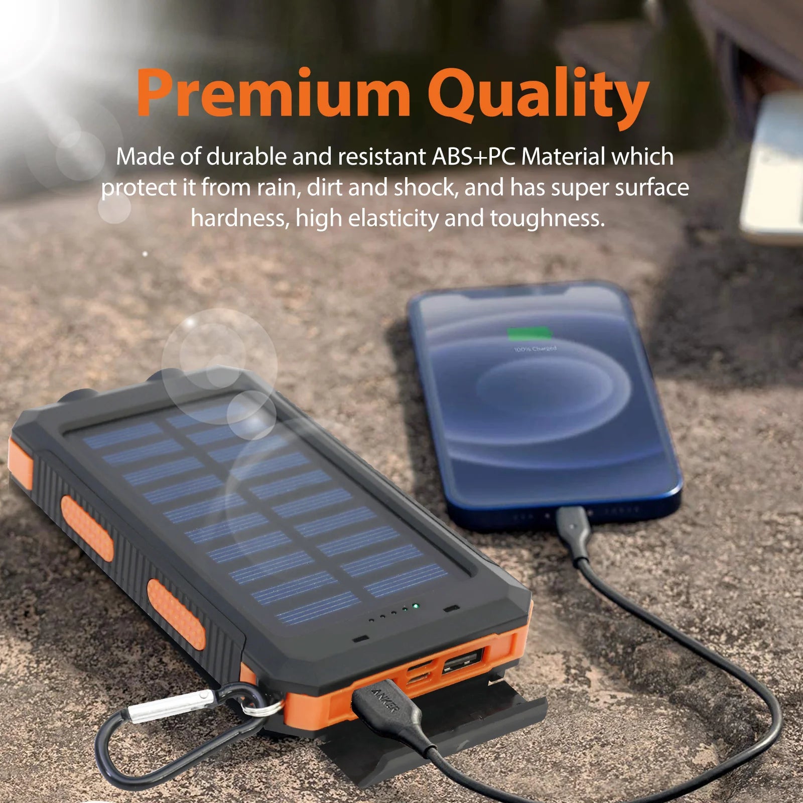 20000mAh Solar Power Bank Portable Solar Charger Waterproof Dual 5V USB Ports 2 LED Light Flashlight For Cell IPhone Outdoor Car Mobile World