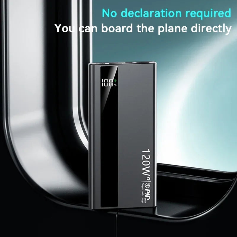 Lenovo 500000mAh 120W Super Fast Charging Power Bank High Capacity External Battery Portable Battery Charger For iPhone Samsung Car Mobile World