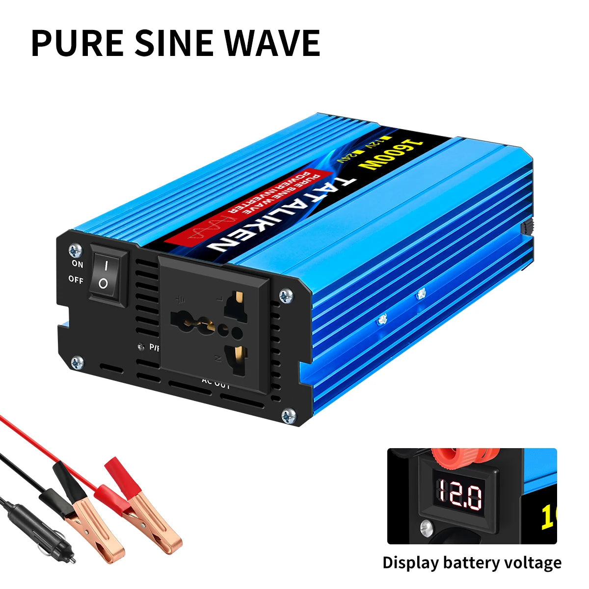 Pure Sine Wave Inverter 1000W-4000W DC 12V and 24V to AC 220V 50hz Power Inverter Charger  Adapter Universal Socket CM World