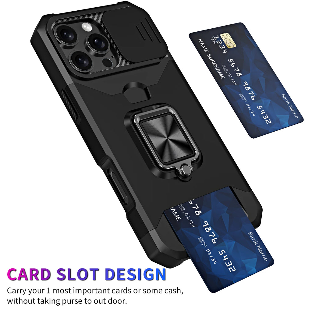 Holder Ring 360° Rotating Card Holder For iPhone 16 14 13 12 11 15 Pro Max Mini 14 15 16 Plus 7 8 XR  Protection Shockproof Case