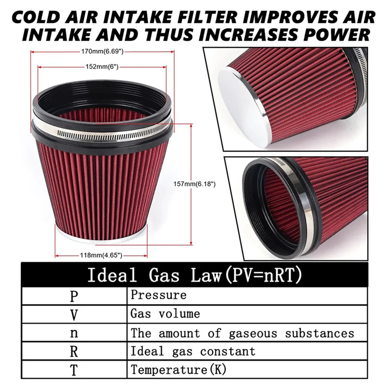 Top Sale Car Universal 6 Inch High Flow Intake Air Filter Car Engine Air Inlet 152Mm Mushroom Style Car Modified Filter Parts
