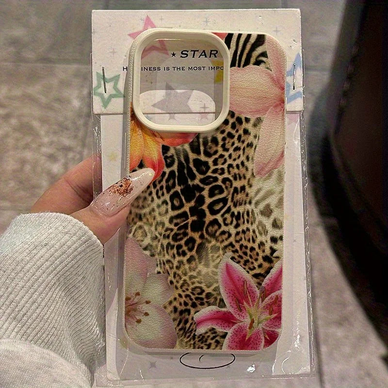 Vintage Floral Leopard Print Pattern Phone Case For iPhone 17 16 15 14 13 12 11 Pro Max XS X XR Plus 17 Air 16 15 Soft TPU Cover
