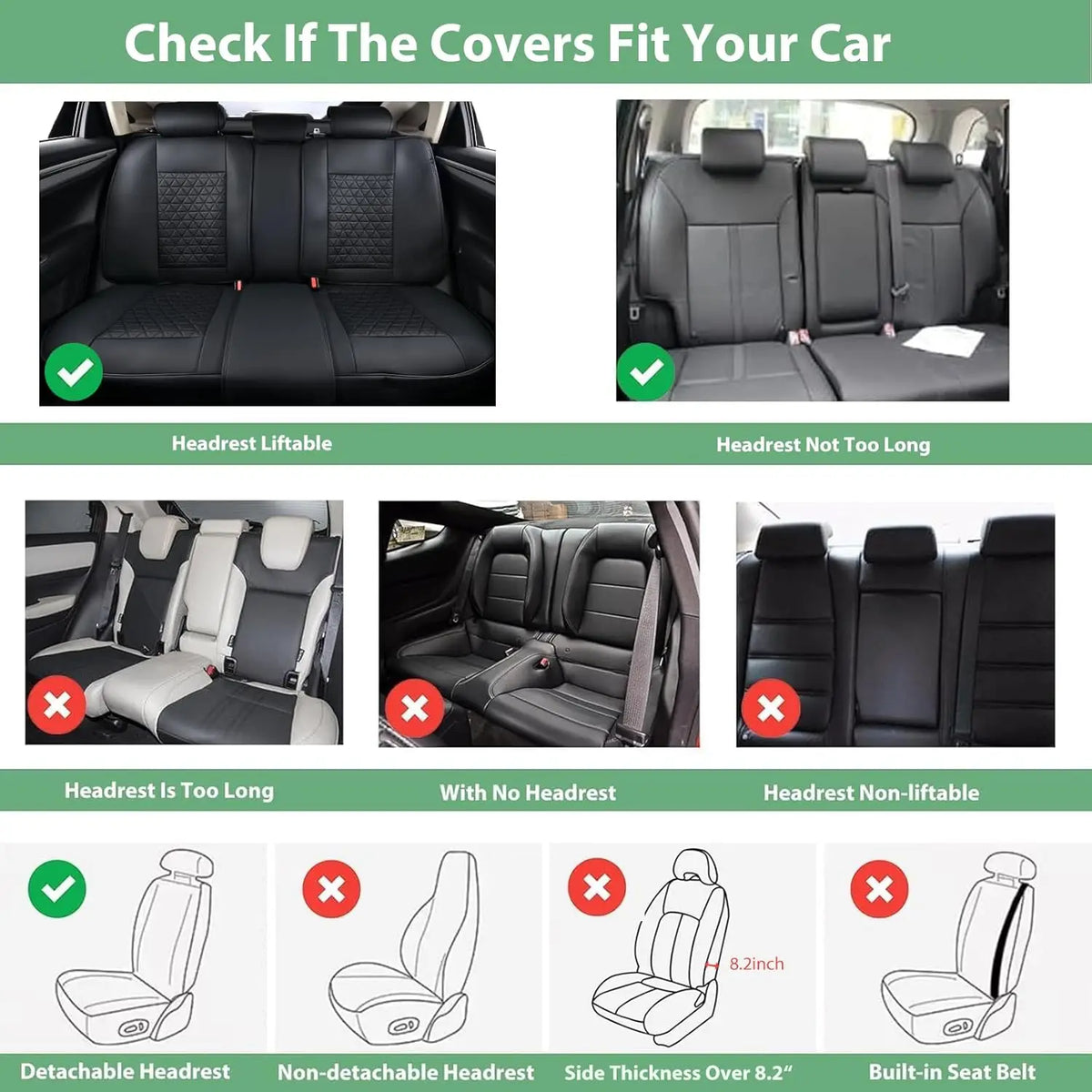 Car Seat Covers Full Set 5-Seats Waterproof Faux Leather Car Seat Cushion Protector Universal Fit for Most Cars SUVs Sedan