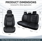 Breathable Leather Car Seat Covers Full Set, Waterproof Front and Rear with Headrest for Most Sedans SUV Trucks CM World