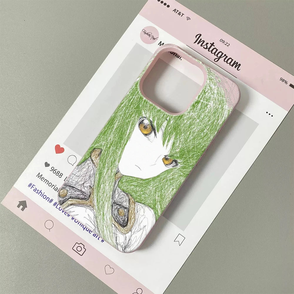Anime Couple Ultra Protective Case For Iphone 14 Pro Max 13 12 11 17 16 15 Plus 17E Air Soft Leather Cover