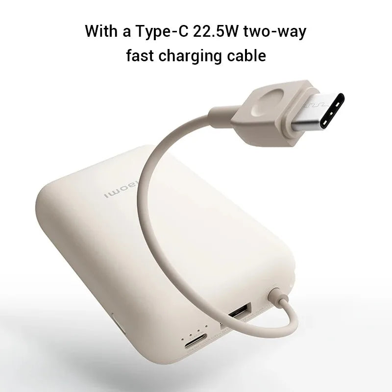 Xiaomi Power Bank 10000mAh Built-in Type-C Cable 22.5W Two-Way Fast Charging Portable External Battery Pack for iPhone Samsung