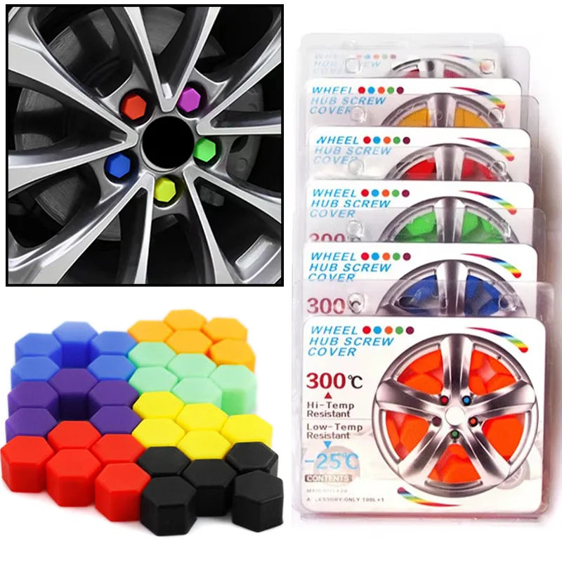 20Pcs/set Silicone Car Tyre Wheel Hub Covers Protection Caps 19/21mm Wheel Nuts Wheel Hub Screw Protector Dust Proof Bolt Cover CM World