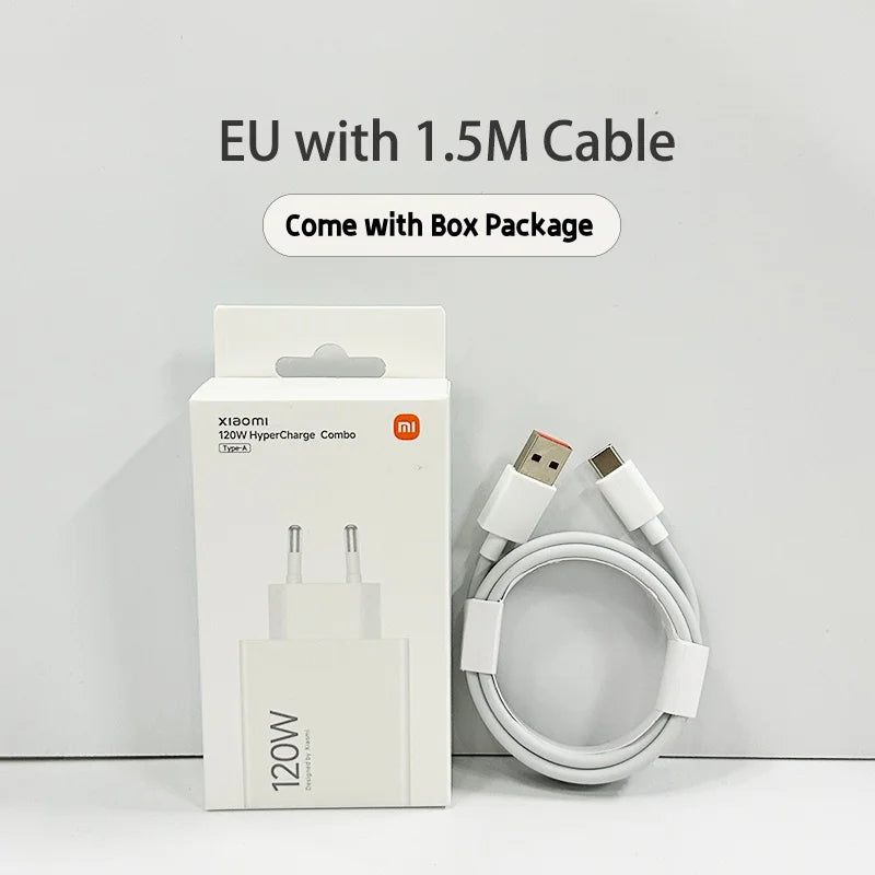 Original Xiaomi Charger 120W Fast Turbo Charge Hypercharge Adapter Xiaomi 12 13 14 15 17 Ultra Redmi Note 15 POCO F8 Ultra X7 X8 Car Mobile World