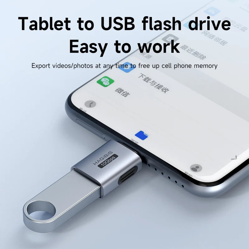 Hagibis USB to Type C OTG Adapter 10Gbps High-Speed Data Transfer USB C Male to A Female  For Macbook Pro iPhone 17 iPad Tablet Car Mobile World