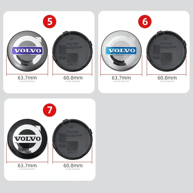 AA-4Pcs 64mm Volvo Car Wheel Hub Center Caps, Logo Emblem Wheel Rim Covers XC40 XC60 XC90 S60 S90 V50 V70 V60 Auto Accessories