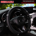 PU Leather Snowflake Steering Wheel Cover with Metal Strip 14.5-15 Inch Car Interior Accessory Rimless